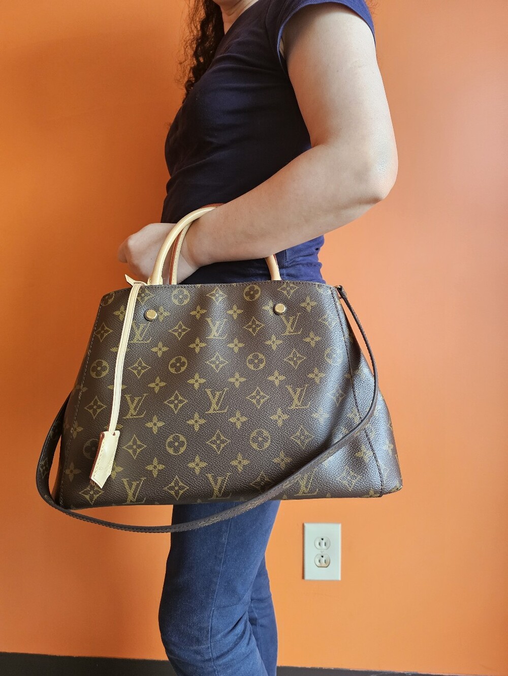 LOUIS VUITTON Montaigne MM Shoulder Handbag M41056 Monogram canvas leather Used